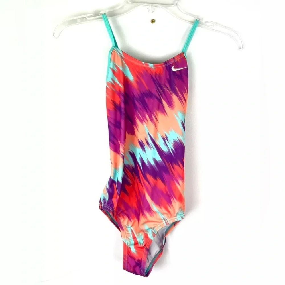Nike Girl’s Crossback Multicolored One Piece Swimsuit Size M